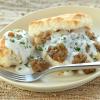 Sausage Gravy on Buttermilk Biscuits